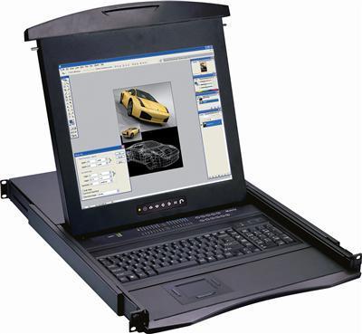 1U 17'' KVM Drawer with Integrated Combo KVM Switch USB and PS2 Touchpad, 8 Ports