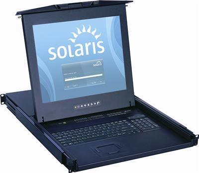 1U 17'' Solaris Rack Monitor Keyboard Drawer with 8 Port USB KVM Switch Trackball