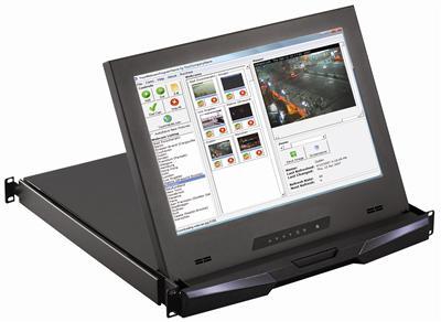 1U 17'' Widescreen 1080p High Resolution 1920 x 1080 Rackmount LCD Monitor with DVI-D and VGA Connectors