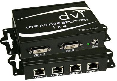 4 Port UTP DVI Splitter Extender Transmitter