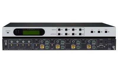 4x4 HDBaseT HDMI Matrix Switch with four Power over Ethernet POE receivers and TCP/IP Control