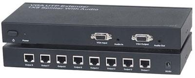 8 Port VGA Splitter Extender with Audio over CAT5/6 UTP Cable