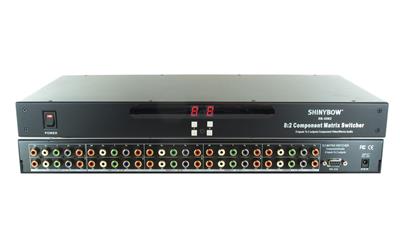 8x2 Component Matrix Switch 8 inputs and 2 outputs with audio, RS232 and Infra Red Remote 1U Rackmount