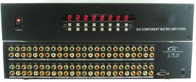 8x8 Component Matrix Switch 8 inputs and 8 outputs with audio, RS232 and Infra Red Remote 1U Rackmount