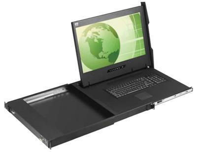 F121-IP1602e Cyberview 1U 21'' 1080p 1920 x 1080 Rackmount Monitor Keyboard with 16 Port IP USB KVM Switch Touchpad