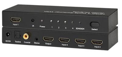 HDMI Switch with Digital or Stereo Audio 4 Port