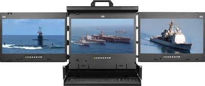 MRK-F17b-3 Cyberview 2U 17'' Triple Display VGA and DVI-D 1080p High Resolution 1920 x 1080 Rackmount Monitor Keyboard Console Drawer Trackball