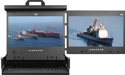 MRK-F17e-2R Cyberview 2U 17'' Dual Display Center and Right VGA and DVI-D 1080p High Resolution Rackmount Monitor Keyboard Console Drawer Touchpad