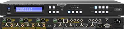 Shinybow SB-5645CAK 4x4 HDMI HDBaseT Matrix Switch with Auxiliary Audio I/O