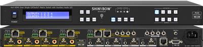 Shinybow SB-5645CAP 4x4 HDMI HDBaseT Matrix Switch with Auxiliary Audio I/O with PoH (Power Over HDBaseT)