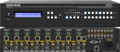 Shinybow SB-5688CAK 8x HDMI Inputs / 8x HDMI & 8x HDBaseT Outputs - UHD 4K2K Matrix Routing Switch w/ EDID Management/Learning w/ Auxiliary Audio I/O