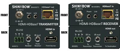 Shinybow SB-6333x3KIT 3-Play HDBaseT Tx & RX KIT up to 330 Feet (100M) (2-way IR, RS-232, HDMI) (one retail box)