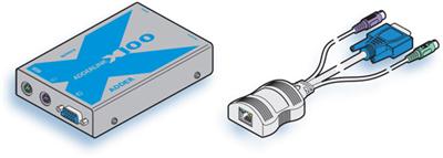 X100 extender pair - VGA and PS/2 extender to 50 meters with dongle transmitter, no DeSkew